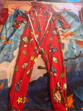 Red Super Mario Print Kids One-Piece Pajama free with paid item